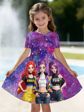 Load image into Gallery viewer, Kpop Cartoon Graphic Dress for Girls Funny Gift for Fan Harajuku Girl Clothes Summer Tops Short Sleeve Dress Children's Clothing