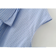 Load image into Gallery viewer, Women's Shirts Summer Fashion Striped Blouse Elegant Scarf Collar Office Women's Blouse Street Chic Young Tops