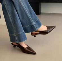 Load image into Gallery viewer, Women's Pointed Toe Slingback Dress Mule Pumps