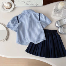 Load image into Gallery viewer, Zootopia Judy Summer Outfit Sets for Girls 2026 New Toddler Baby Casual Dress Suit Short Sleeve Striped Shirt Pleated Skirt 2PCS