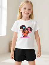 Load image into Gallery viewer, Summer Girls Casual T Shirts Fashion Printed Children's Short Sleeve Tops Kids Breathable Comfy Outdoor Tee Black Pink White