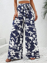 Load image into Gallery viewer, Summer vacation style casual and comfortable women's clothing floral print wide leg pants high waisted pants long pants