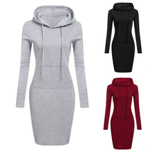 Load image into Gallery viewer, Women's Hoodie Pocket Long Sleeve Dress
