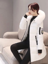 Load image into Gallery viewer, Women's Fur Collar Hooded Long Parka with Letter Patch

