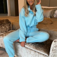 Load image into Gallery viewer, Winter Tracksuit Women Two Piece Set - Oversized Hoodie Sweatpants Solid Color Sportswear Suit |Casual Sweatshirt Trouser Set
