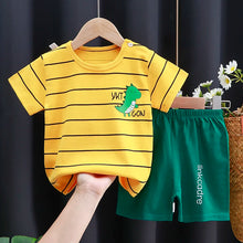 Load image into Gallery viewer, Kids' Cartoon Print Cotton T-Shirt &amp; Shorts Tracksuit Set
