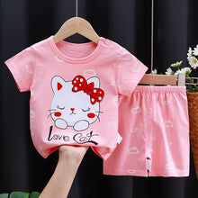 Load image into Gallery viewer, Kids' Cartoon Print Cotton T-Shirt &amp; Shorts Tracksuit Set
