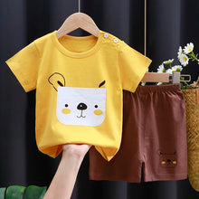 Load image into Gallery viewer, Kids' Cartoon Print Cotton T-Shirt &amp; Shorts Tracksuit Set
