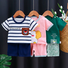 Load image into Gallery viewer, Kids' Cartoon Print Cotton T-Shirt &amp; Shorts Tracksuit Set
