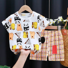 Load image into Gallery viewer, Kids' Cartoon Print Cotton T-Shirt &amp; Shorts Tracksuit Set
