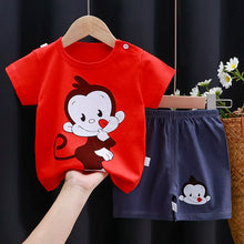 Load image into Gallery viewer, Kids' Cartoon Print Cotton T-Shirt &amp; Shorts Tracksuit Set

