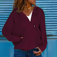 Load image into Gallery viewer, women's hooded sweater cardigan top
