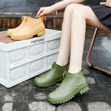 Load image into Gallery viewer, Cross-border Japanese Rain Shoes Women's Adult Non-slip Short Rain Boots Kitchen Work Waterproof Platform fleece-lined Water Shoes Women
