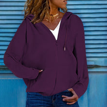 Load image into Gallery viewer, women's hooded sweater cardigan top
