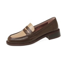 Load image into Gallery viewer, Loafers 2025 Spring New Women's Shoes Thick Heel Low Heel Low Top Shoes Retro Color Matching Small Leather Shoes Deep Mouth Flats for Women
