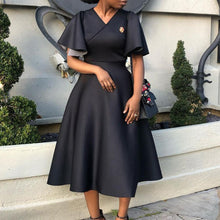 Load image into Gallery viewer, D3191 Cross-border Women's 2023 New Trumpet Sleeve V-neck Fashion Elegant Large Skirt Dress European and American Dress
