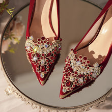 Load image into Gallery viewer, 878-1 Red Wedding Shoes Women's 2025 New Chinese Xiuhe Bride High Heels Bridesmaid Dress Wedding Shoes
