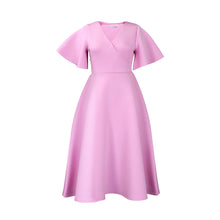 Load image into Gallery viewer, Trumpet Sleeve V-Neck Midi Dress
