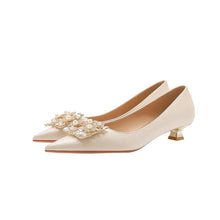 Load image into Gallery viewer, French Temperament Socialite Yujie Pointed Toe Single Shoes Women's Low Heel Engagement Dress Bridesmaid Shoes Not Tired Feet Wedding Dress Wedding Shoes
