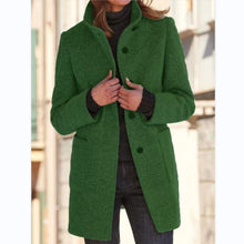 Load image into Gallery viewer, Women's button stand collar tweed coat
