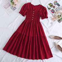 Load image into Gallery viewer, Chiffon Short-sleeved Dress for Women New ins Sense Niche Mid-length French Douyin Slimming Look Skirt
