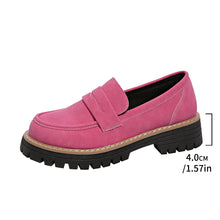 Load image into Gallery viewer, Cross-Border 2025 New Spring and Autumn Loafers Large Size Casual Frosted British Style Women's Shoes Thick Heel Thick Sole Foreign Trade Retro
