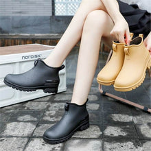 Load image into Gallery viewer, Cross-border Japanese Rain Shoes Women's Adult Non-slip Short Rain Boots Kitchen Work Waterproof Platform fleece-lined Water Shoes Women
