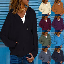 Load image into Gallery viewer, women's hooded sweater cardigan top
