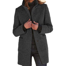 Load image into Gallery viewer, Women's button stand collar tweed coat
