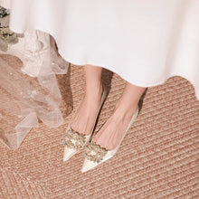 Load image into Gallery viewer, French Temperament Socialite Yujie Pointed Toe Single Shoes Women's Low Heel Engagement Dress Bridesmaid Shoes Not Tired Feet Wedding Dress Wedding Shoes
