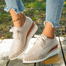 Load image into Gallery viewer, Women thick-soled wedge lace-up mid-heel loafers
