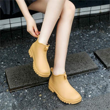 Load image into Gallery viewer, Cross-border Japanese Rain Shoes Women's Adult Non-slip Short Rain Boots Kitchen Work Waterproof Platform fleece-lined Water Shoes Women
