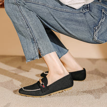 Load image into Gallery viewer, Loafers 2024 new square toe flying woven cross-border single-layer shoes women's woven slip-on knitted shoes plus size peas shoes
