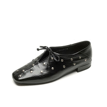 Load image into Gallery viewer, Genuine Leather Rivet Mary Jane Shoes, Elegant Spring Small Leather Shoes for Women, 2025 New Spring Women's Shoes, Square Toe Cut Out Shoes
