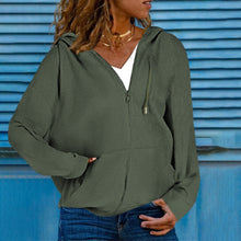 Load image into Gallery viewer, women's hooded sweater cardigan top

