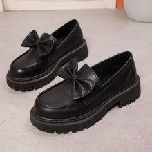 Load image into Gallery viewer, Foreign Trade Cross-Border Large Size 35-42 Loafers for Women Niche Bow Thick-Soled Small Leather Shoes for Women Retro Flats for Women
