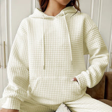Load image into Gallery viewer, Women'swaffle hooded long-sleeved letter printed sweater

