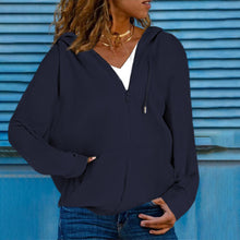Load image into Gallery viewer, women's hooded sweater cardigan top
