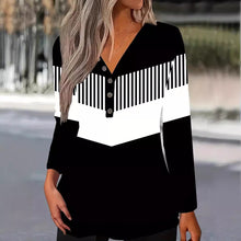 Load image into Gallery viewer, Ladies Printed V-neck T-shirt Casual Long Sleeve Top
