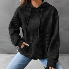 Load image into Gallery viewer, Women'swaffle hooded long-sleeved letter printed sweater
