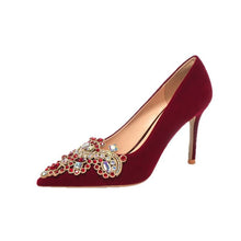 Load image into Gallery viewer, 878-1 Red Wedding Shoes Women's 2025 New Chinese Xiuhe Bride High Heels Bridesmaid Dress Wedding Shoes
