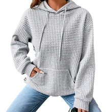 Load image into Gallery viewer, Women'swaffle hooded long-sleeved letter printed sweater

