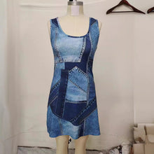 Load image into Gallery viewer, 2024 spring and summer Europe and the United States cross-border new women's clothing Amazon independent station trend Denim printing women's dress women
