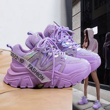 Load image into Gallery viewer, 2026 Spring and Autumn Style Dad Shoes, Internet Celebrity Rhinestone Breathable Genuine Leather Shoes for Petite People, Popular Purple Thick-Soled Sports Shoes, Trendy on Instagram
