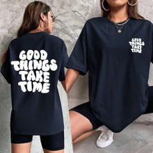 Load image into Gallery viewer, ArTisTic LeTTer PrinT Ladies T-shirT Fashion CoTTon Tops Casual Round Neck T-shirT Summer Plaid SporTswear
