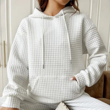 Load image into Gallery viewer, Women'swaffle hooded long-sleeved letter printed sweater
