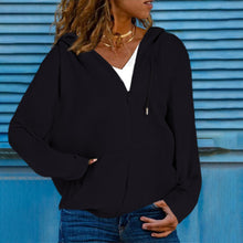 Load image into Gallery viewer, women's hooded sweater cardigan top
