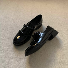 Load image into Gallery viewer, Vintage Genuine Leather Double Bow Small Leather Shoes
