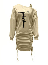 Load image into Gallery viewer, 2024 European and American Cross-border Amazon wish Export New Chain Slanted Shoulder Printed Sweatshirt Skirt
