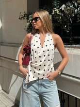 Load image into Gallery viewer, HH Women Fashion Halter Tops Draped Asymmetrical Hem Elegant Satin Sleeveless Summer Vest Female Casual Party Polka Dot Tops
